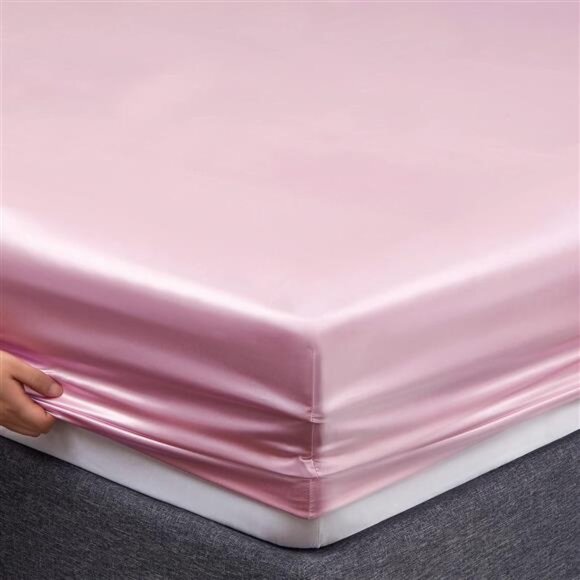 Satin Sheets Full Size Silky Soft Satin Bed Sheets Pink Sheet Set,1 Deep Pocket - Picture 6 of 7